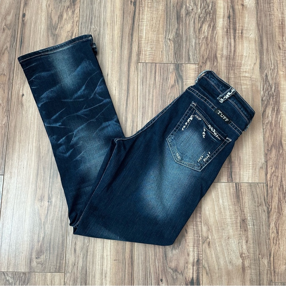 Like New Cowgirl Tuff Dark Blue Boot Cut Twisted Mustang Jeans Size: 33x34 - Picture 2 of 11